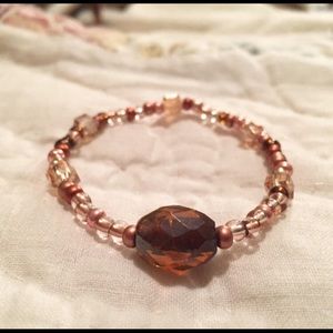 Copper Glass/Swarovski Crystal Beaded Bracelet